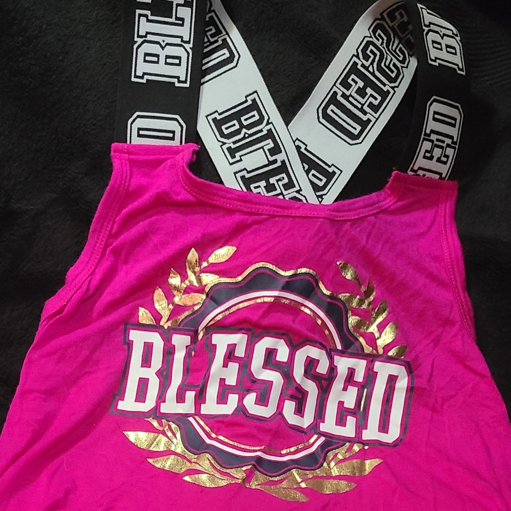 Pink "BLESSED" Tank Top